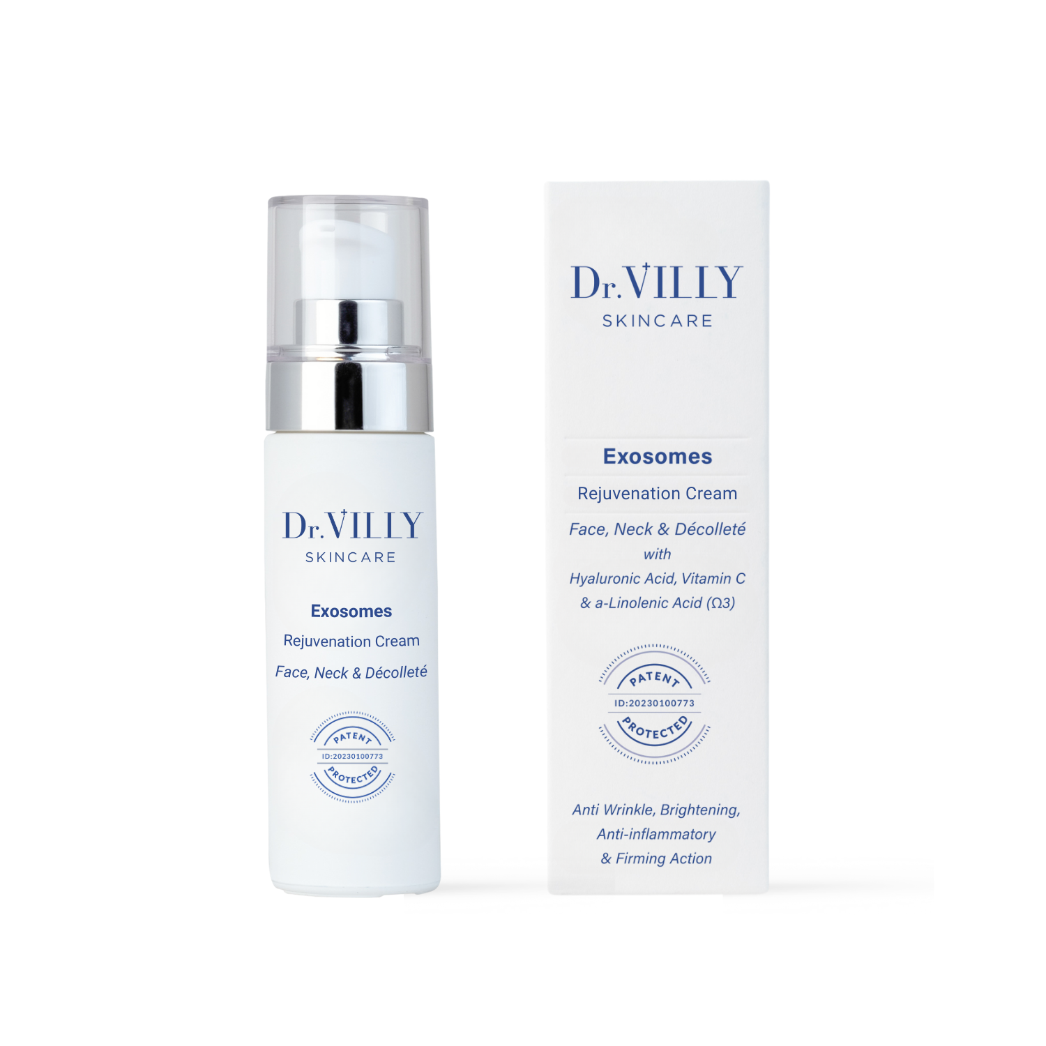 Exosomes Face, Neck & Décolleté Cream - 30 ml - Dr. Villy Skincare - Medical Grade – Patented Citrus Exosomes cream to rejuvenate, firm and brighten all skin types. Best-selling exosomes cream in Greece