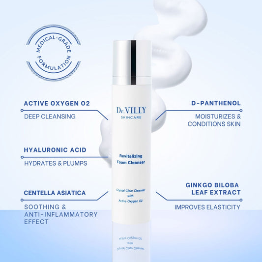 Crystal Clear Foam Cleanser with Active Oxygen O2 - 100ml - Dr. Villy Skincare - Medical Grade product