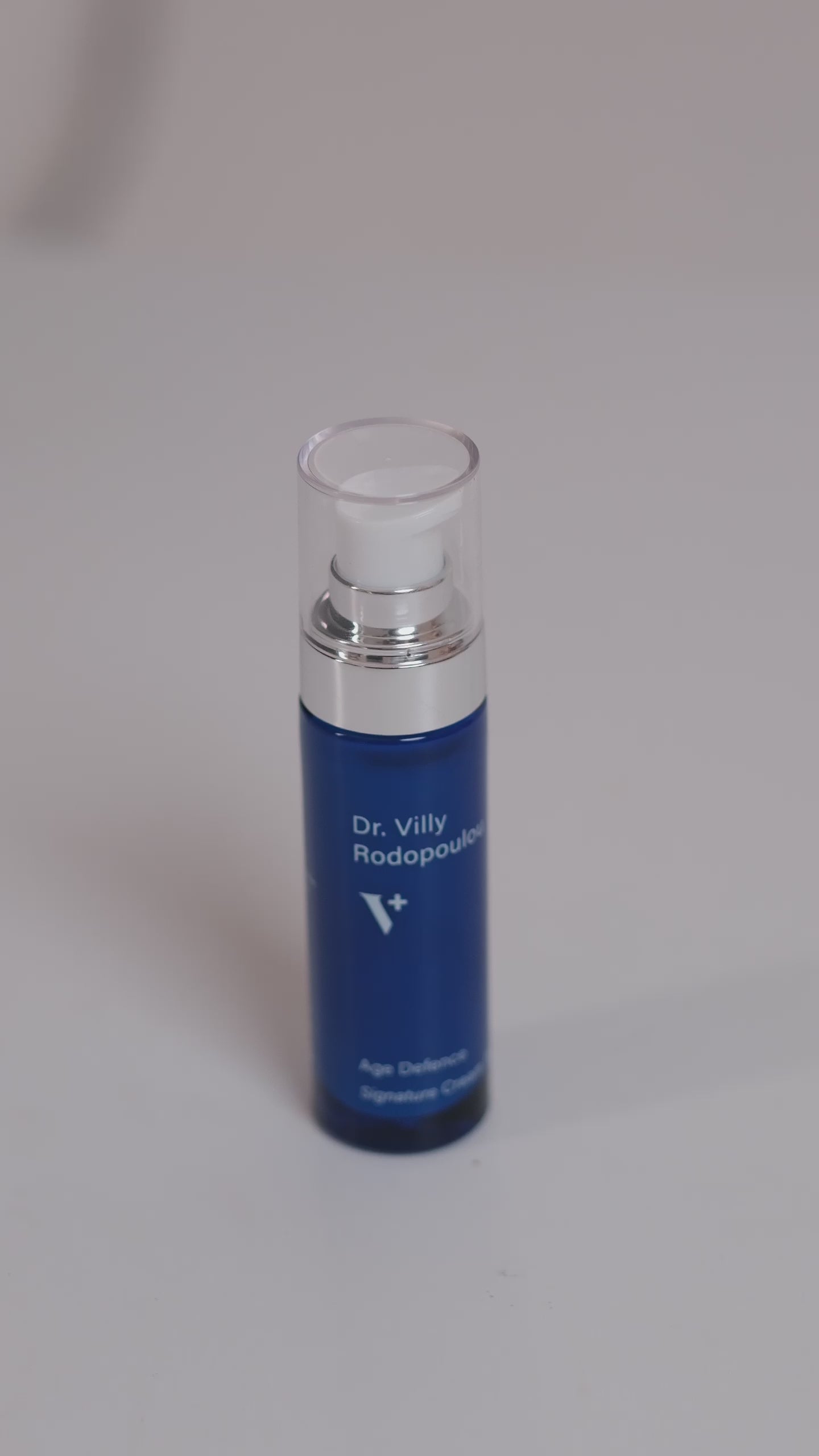 Clip of model applying Age Defence from Dr. Villy Skincare, a Medical Grade Cream Serum, a firming, antioxidant-rich, anti‑aging formula