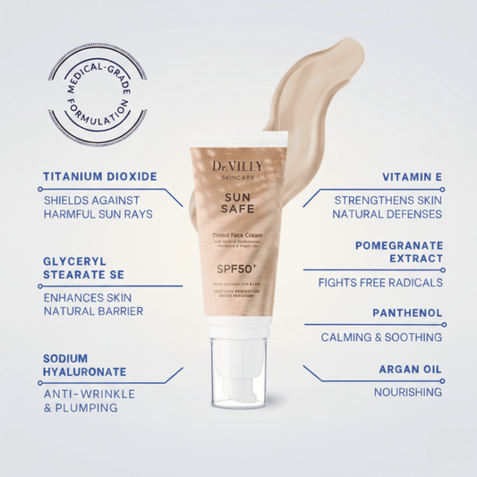 Sunscreen Face Cream SPF50+ (Tinted) - 60ml - Dr. Villy Skincare - Medical Grade product