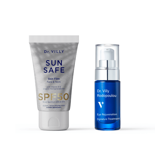 Bright Side Set from Dr. Villy Skincare an antioxidant and brightening essentials set for radiant eye contour and clear sun protection