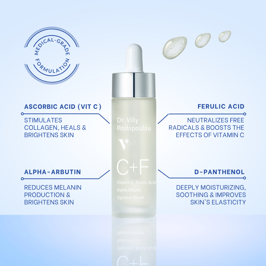 C+F Serum - 30ml - Dr. Villy Skincare - Medical Grade, vitamin C & ferulic acid brightening serum for even, glowing skin tone