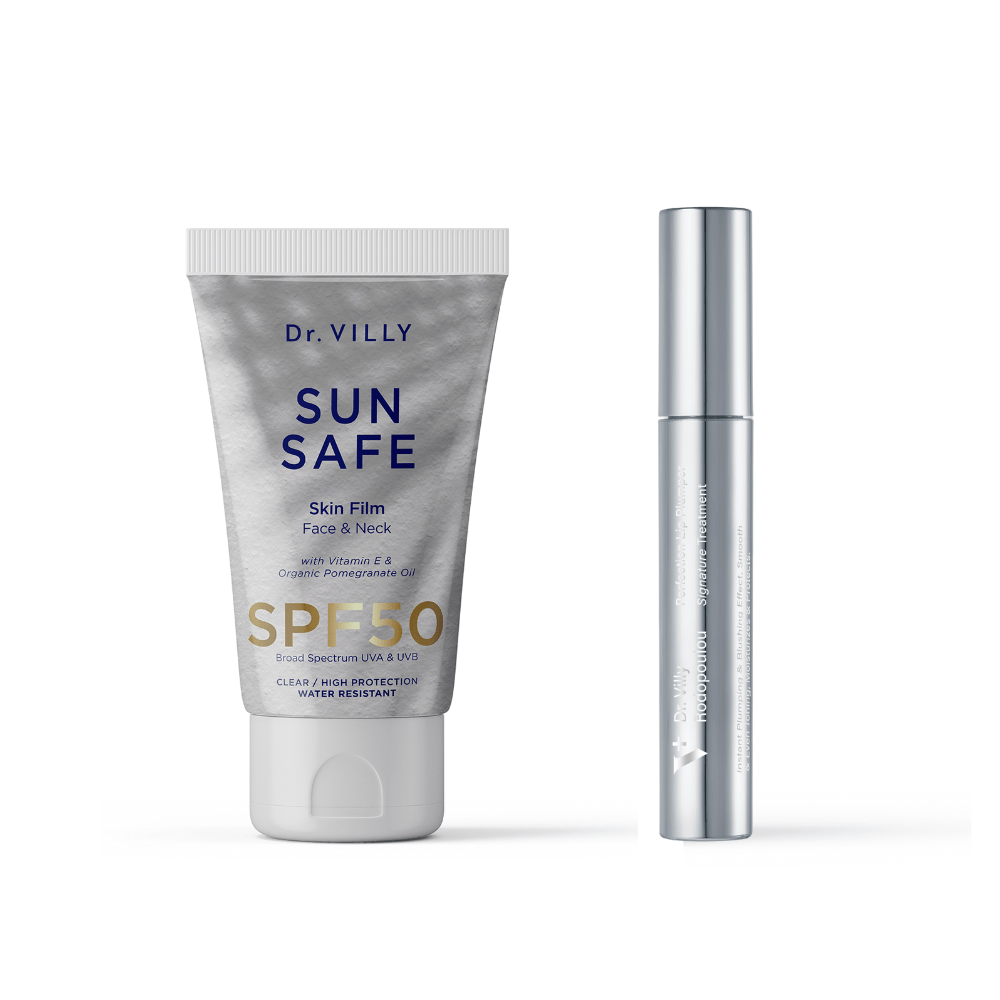 Sunlit Bloom Set – kit for glowing skin with clear sunscreen and lip plumper